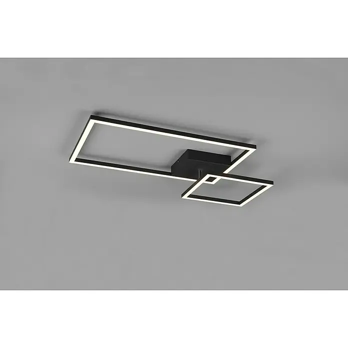 Reality Leuchten LED-Deckenleuchte Padella - 25 W, L x B x H: 63,5 x 37 x 7,5 cm, Schwarz, Warmweiß - Moderne Deckenleuchte mit rechteckigem und quadratischem LED-Design in Schwarz, ideal für stilvolle Innenräume und energiesparende Beleuchtung.