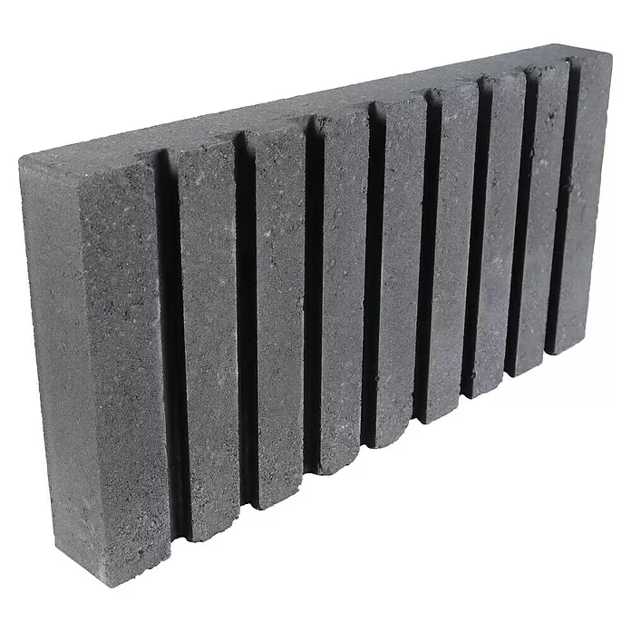 EHL Creaform Verblendstein - 30,1 x 60,3 x 6,7 cm, Lavaschwarz, Beton - Gerippter grauer Betonbaustein.