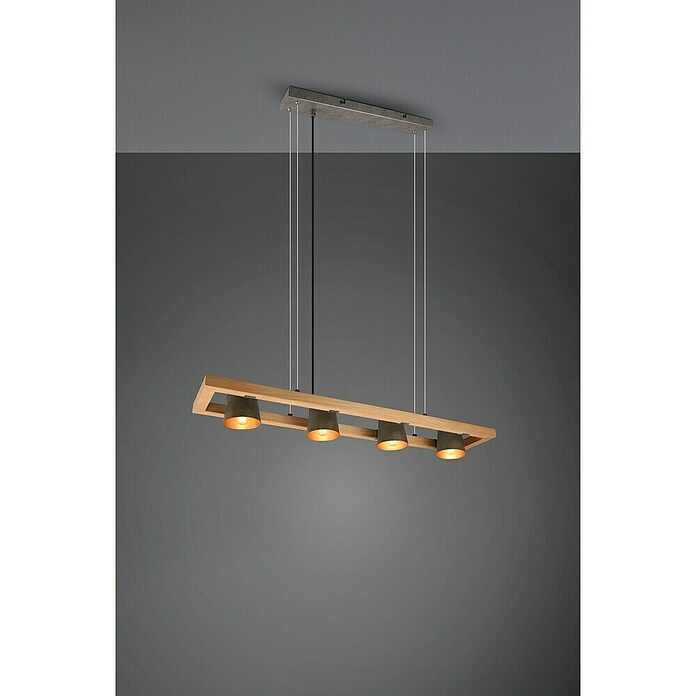 Trio Leuchten Bell Pendelleuchte (100 W, L x B x H: 21 x 100 x 150 cm, Nickel-antik/Holz, E14) | BAUHAUS