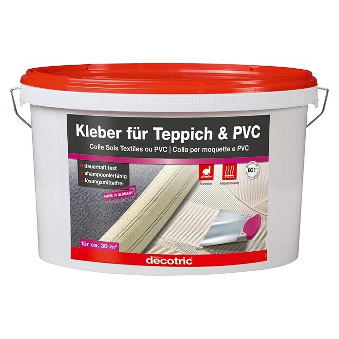 Decotric PVC- & Teppich-Kleber10 kg, Gebrauchsfertig, Innen Front View