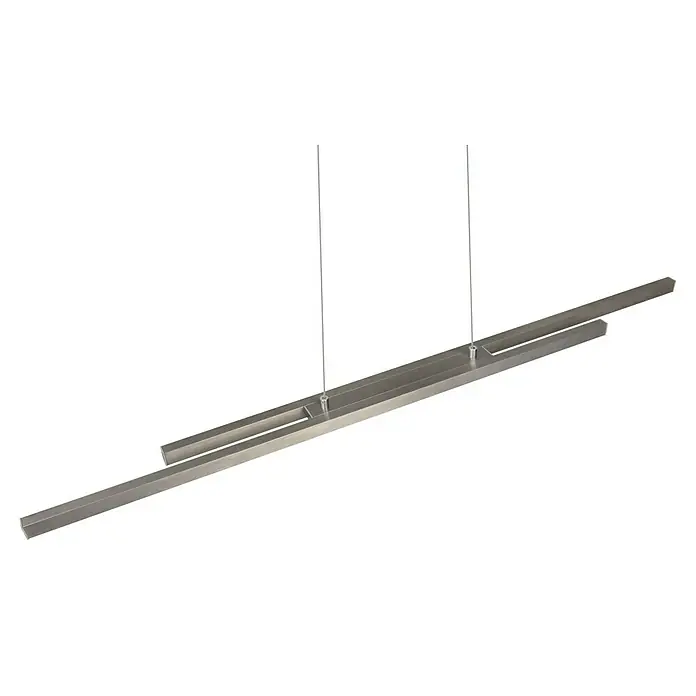Reality Leuchten LED-Pendelleuchte Odio - 22 W, L x B x H: 8,5 x 110 x 150 cm, Nickel, Warmweiß - Moderne Hängeleuchte aus Metall mit zwei Kettenaufhängungen und einem einzigartigen, versetzten Design. Sie ist ideal für moderne Wohnräume.