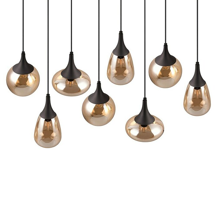 Trio Leuchten Lumina Pendelleuchte (8 Stk., 320 W, L x B x H: 34,5 x 121 x 150 cm, Amber, Schwarz, E14) | BAUHAUS