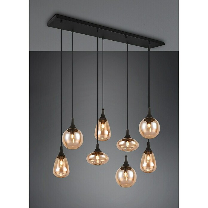 Trio Leuchten Lumina Pendelleuchte (8 Stk., 320 W, L x B x H: 34,5 x 121 x 150 cm, Amber, Schwarz, E14) | BAUHAUS