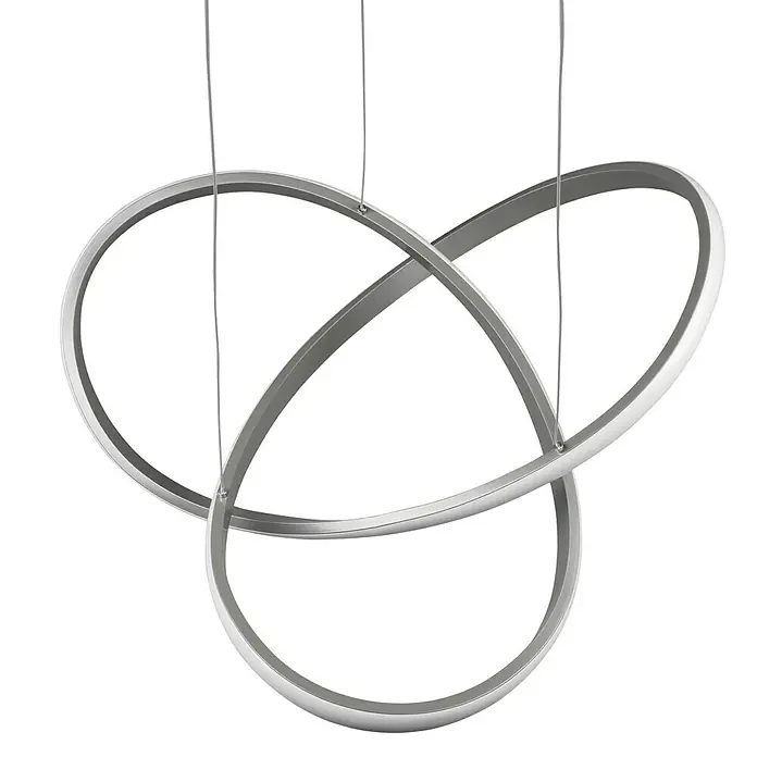 Reality Leuchten Course LED-Pendelleuchte - 27 W, Nickel, Neutralweiß - Moderne, dreiflammige LED-Hängeleuchte mit verschlungenem Design für eine stilvolle Beleuchtung. Das Lichtdesign ist sehr elegant.