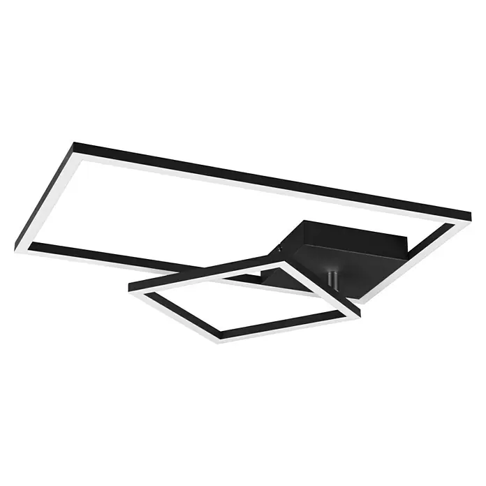 Reality Leuchten LED-Deckenleuchte Padella - 25 W, L x B x H: 63,5 x 37 x 7,5 cm, Schwarz, Warmweiß - Eine moderne, schwarze LED-Deckenleuchte mit geometrischen Formen sorgt für stilvolle Beleuchtung in jedem Raum.