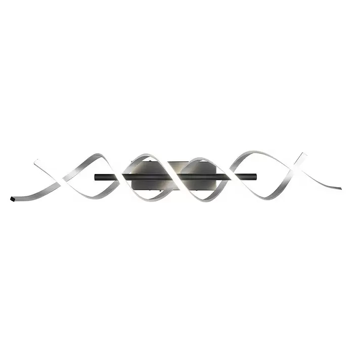 Trio Leuchten Sequence LED-Deckenleuchte - 41 W, L x B x H: 14,5 x 90 x 20,5 cm, Aluminium gebürstet/Schwarz, Mehrfarbig - Moderne LED-Wandleuchte in Doppelhelix-Form mit weißem Spiral-Diffusor und schwarzem Metallsockel.