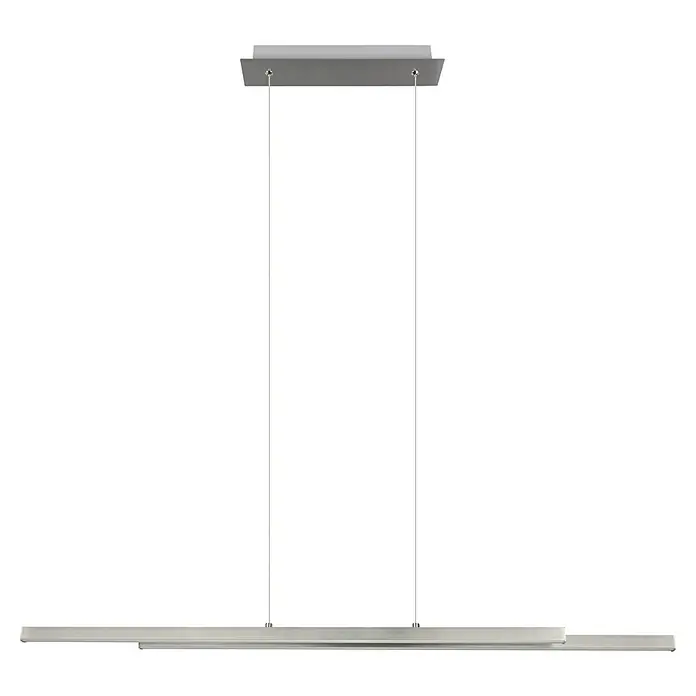 Reality Leuchten LED-Pendelleuchte Odio - 22 W, L x B x H: 8,5 x 110 x 150 cm, Nickel, Warmweiß - Moderne LED-Hängeleuchte mit linearem Design und silberner Oberfläche für stilvolle Beleuchtung in jedem Raum.