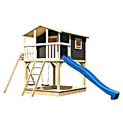 Karibu Kinderspielturm Benjamin (L x B x H: 244 x 198 x 309 cm, Terragrau, Mit blauer Rutsche) | BAUHAUS