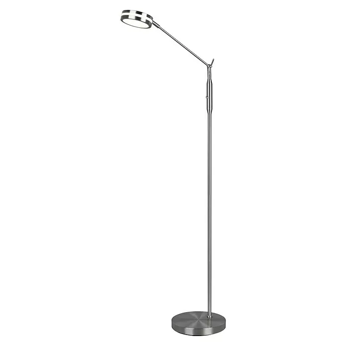 Trio Leuchten Franklin LED-Stehleuchte - 6 W, Höhe: 133 cm, Nickel, Mehrfarbig - Silberne Stehlampe aus Metall mit verstellbarem Arm, LED-Licht und rundem Sockel.