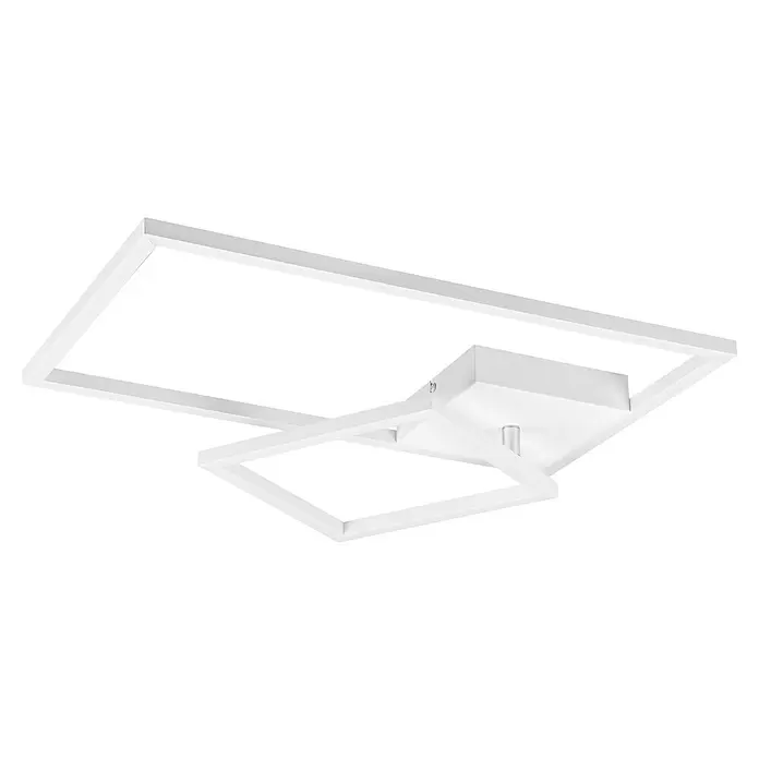 Reality Leuchten LED-Deckenleuchte Padella - 25 W, L x B x H: 37 x 63,5 x 7,5 cm, Weiß, Neutralweiß - Moderne weiße Deckenleuchte mit geometrischen Rechteckrahmen.