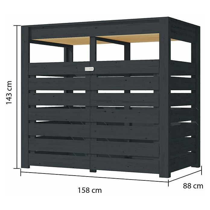 Karibu Mülltonnenverkleidung mit integriertem Hochbeet (158,2 x 87,6 cm, Holz, Anthrazit, Geeignet für Anzahl Mülltonnen: 2 Stk.) | BAUHAUS