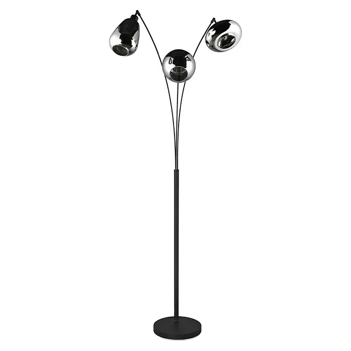 Trio Leuchten Lumina Stehleuchte - 30 W, Höhe: 200 cm, Schwarz, Chrom, E14 - Moderne Stehlampe mit drei Chrom-Kugellampen, ideal für stilvolle Beleuchtung im Wohnbereich. Das schlichte Design passt gut zu verschiedenen Einrichtungsstilen.