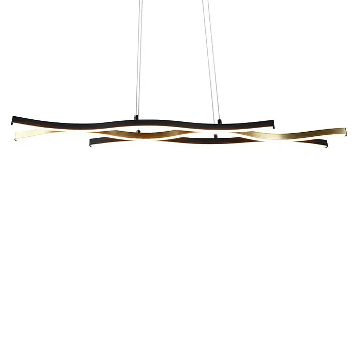 Trio Leuchten Blaze LED-Pendelleuchte - 35 W, L x B x H: 15,5 x 107,5 x 150 cm, Messing matt/Schwarz, Mehrfarbig - Elegante LED-Pendelleuchte mit geschwungenem Design. Die moderne Hängeleuchte sorgt für stilvolle Beleuchtung in jedem Raum.