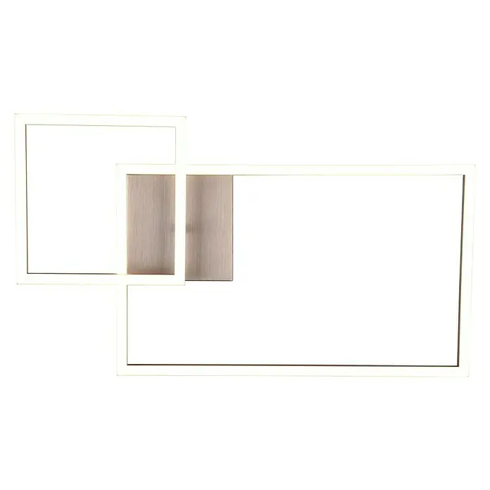 Reality Leuchten LED-Deckenleuchte Padella - 25 W, L x B x H: 37 x 63,5 x 7,5 cm, Nickel, Neutralweiß - Moderne Deckenleuchte mit zwei rechteckigen Rahmen und gebürstetem Metall für stilvolle Beleuchtung.
