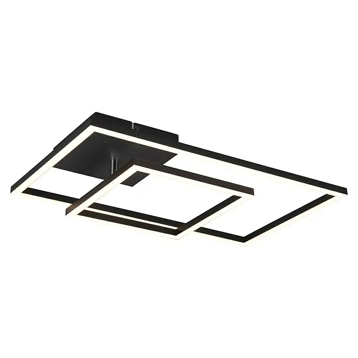 Reality Leuchten LED-Deckenleuchte Padella - 25 W, L x B x H: 63,5 x 37 x 7,5 cm, Schwarz, Warmweiß - Schwarze LED-Deckenleuchte mit quadratischen Rahmen, die ein modernes und elegantes Design bietet.\n
