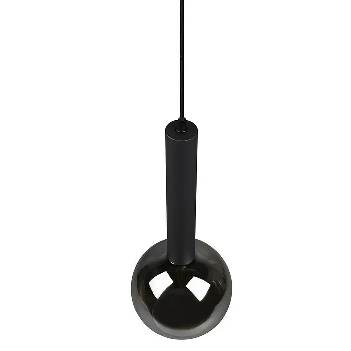 Trio Leuchten Pendelleuchte Clayton - 1 Stk., 28 W, Chrom, Schwarz, E27 - Elegante Hängelampe mit einem zylindrischen Lampenfuß und einer kugelförmigen, getönten Glasschirm für stimmungsvolle Beleuchtung.