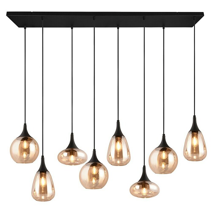 Trio Leuchten Lumina Pendelleuchte (8 Stk., 320 W, L x B x H: 34,5 x 121 x 150 cm, Amber, Schwarz, E14) | BAUHAUS