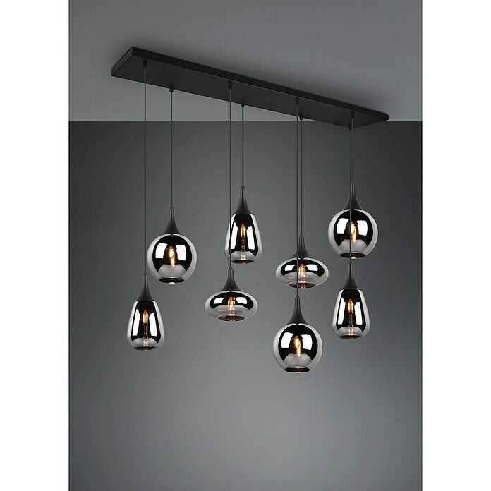 Trio Leuchten Lumina Pendelleuchte (8 Stk., 320 W, L x B x H: 34,5 x 121 x 150 cm, Chrom, Schwarz, E14) | BAUHAUS