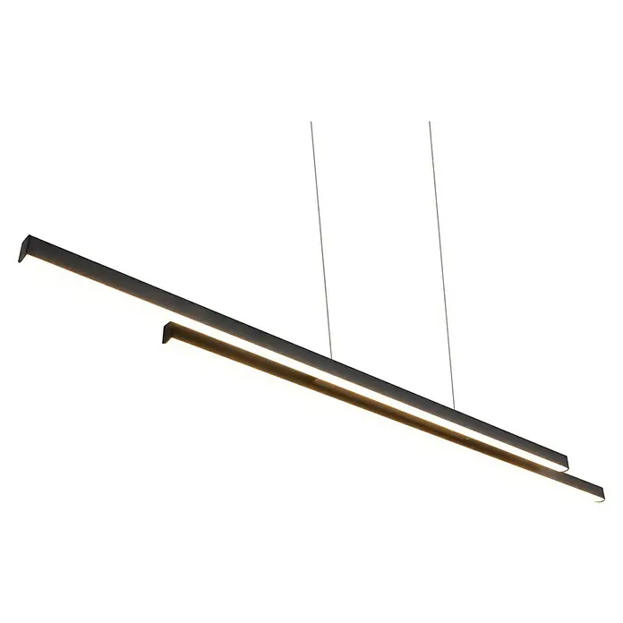 Reality Leuchten LED-Pendelleuchte Odio - 22 W, L x B x H: 8,5 x 110 x 150 cm, Schwarz, Warmweiß - Moderne LED-Hängeleuchte mit schlankem Design und zwei Lichtbalken, ideal für stilvolle Innenräume.