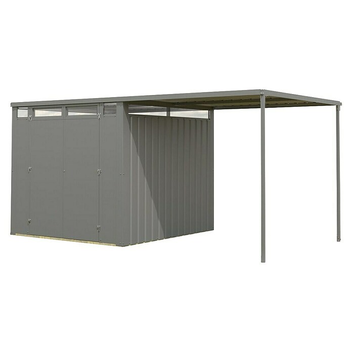 Karibu Gerätehaus Callisto 2 (Außenmaß inkl. Dachüberstand (B x T): 456 x 242 cm, Metall, Staubgrau) | BAUHAUS