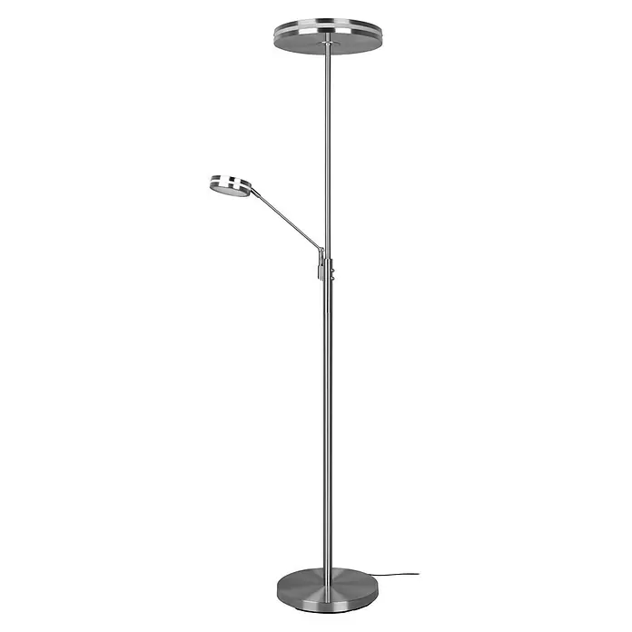 Trio Leuchten Franklin LED-Stehleuchte - 35 W, Höhe: 181 cm, Nickel, Mehrfarbig - Silberne Metall-Stehleuchte mit Deckenfluter und verstellbarer Leselampe.