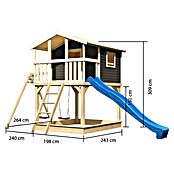 Karibu Kinderspielturm Benjamin (L x B x H: 244 x 198 x 309 cm, Terragrau, Mit blauer Rutsche) | BAUHAUS