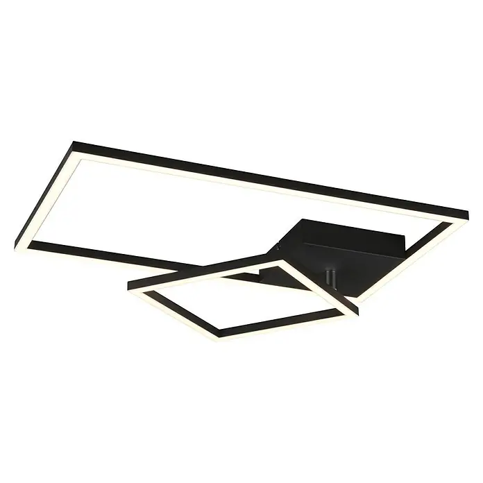 Reality Leuchten LED-Deckenleuchte Padella - 25 W, L x B x H: 63,5 x 37 x 7,5 cm, Schwarz, Warmweiß - Moderne Deckenleuchte mit zwei LED-Quadraten in Schwarz. Die Leuchte ist ein stilvolles Beleuchtungselement für jeden Raum und sorgt für angenehmes Licht.
