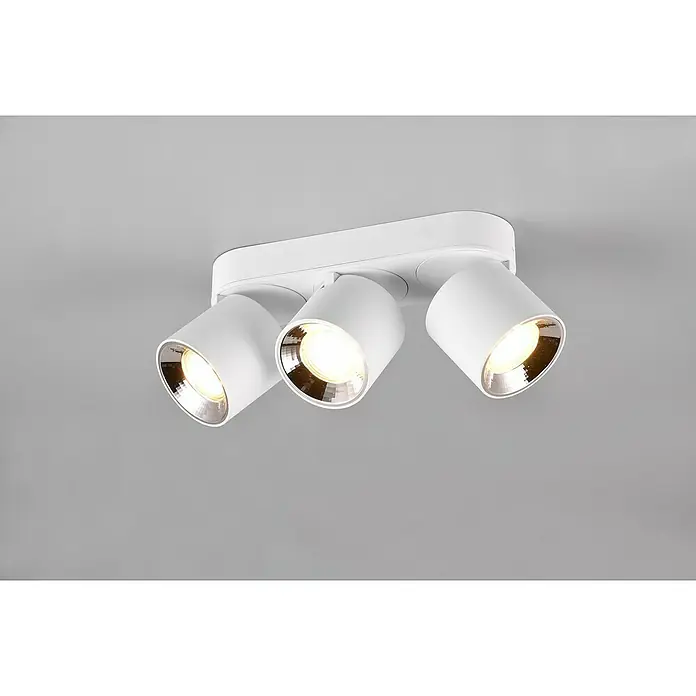 Trio Leuchten Deckenstrahler GUAYANA - 30 W, L x B x H: 8,7 x 27,3 x 12 cm, Weiß, GU10, Anzahl Leuchtmittel: 3 Stk. - Deckenleuchte mit drei Strahlern. Die Spots sind schwenkbar und geben warmes Licht ab. Ideal für Wohnräume und Büros mit moderner Beleuchtung.
