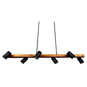 Trio Leuchten Marley Pendelleuchte (210 W, L x B x H: 20 x 115 x 150 cm, Schwarz/Holz, GU10, Anzahl Leuchtmittel: 6 Stk.) | BAUHAUS