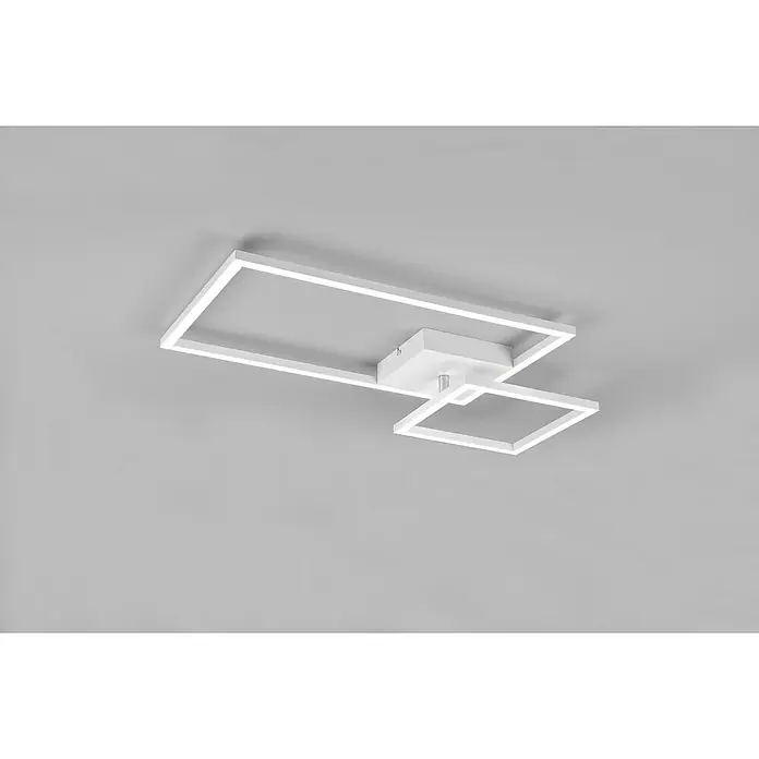 Reality Leuchten LED-Deckenleuchte Padella - 25 W, L x B x H: 37 x 63,5 x 7,5 cm, Weiß, Neutralweiß - Moderne LED-Deckenleuchte mit geometrischen Formen. Das minimalistische Design besteht aus weißen Quadraten und Rechtecken mit integrierten LEDs.