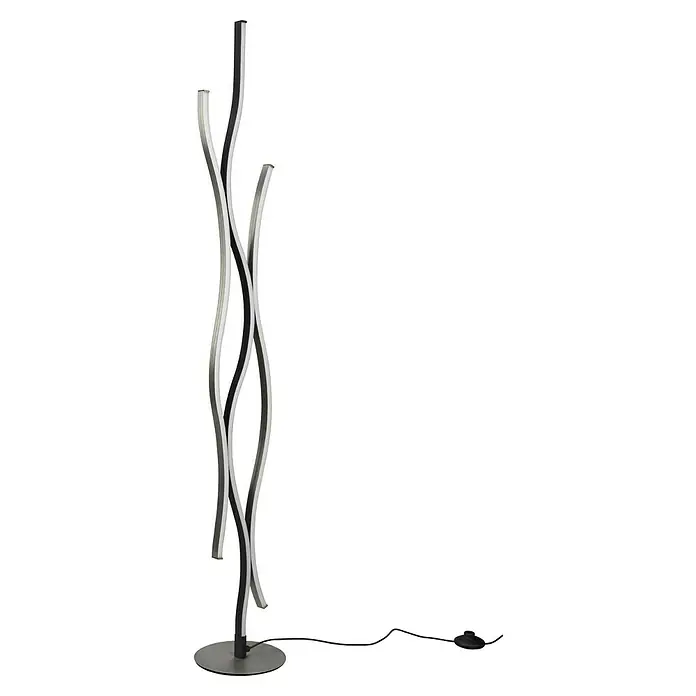 Trio Leuchten Blaze LED-Stehleuchte - 28 W, Höhe: 138 cm, Aluminium gebürstet, Mehrfarbig - Elegante Stehleuchte mit geschwungenen LED-Elementen. Modernes Design in Schwarz und Silber, ideal für Wohn- und Schlafzimmer.