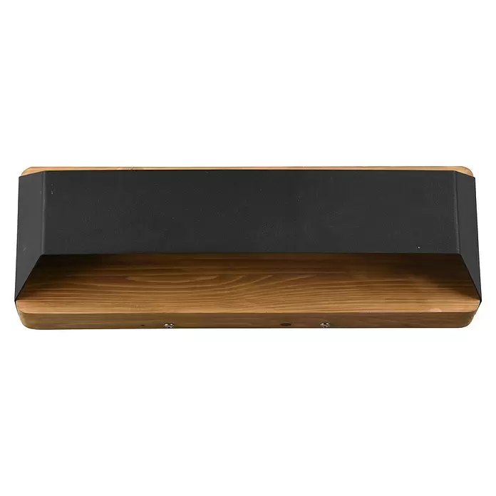 Trio Leuchten LED-Wandleuchte Arino - 13 W, L x B x H: 10 x 35 x 12 cm, Schwarz/Holz, Warmweiß - Modernes Wandregal aus dunkelgrauem Metall und hellbraunem Holz.