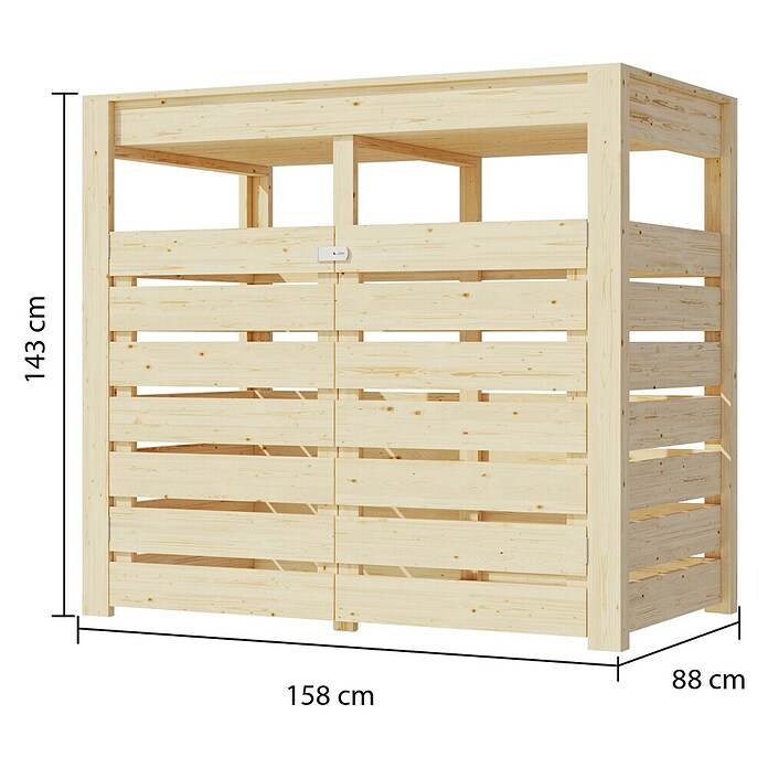 Karibu Mülltonnenverkleidung mit integriertem Hochbeet (158,2 x 87,6 cm, Holz, Naturbelassen, Geeignet für Anzahl Mülltonnen: 2 Stk.) | BAUHAUS