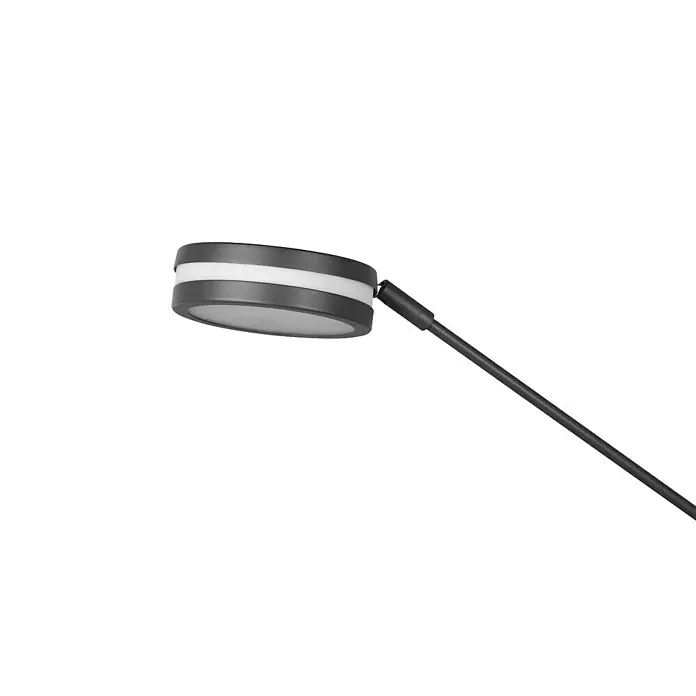 Trio Leuchten Franklin LED-Stehleuchte - 35 W, Höhe: 181 cm, Anthrazit, Mehrfarbig - Nahaufnahme einer modernen, runden LED-Wandleuchte mit grauem Gehäuse und weißem Lichtband, ideal für stilvolle Innenräume.