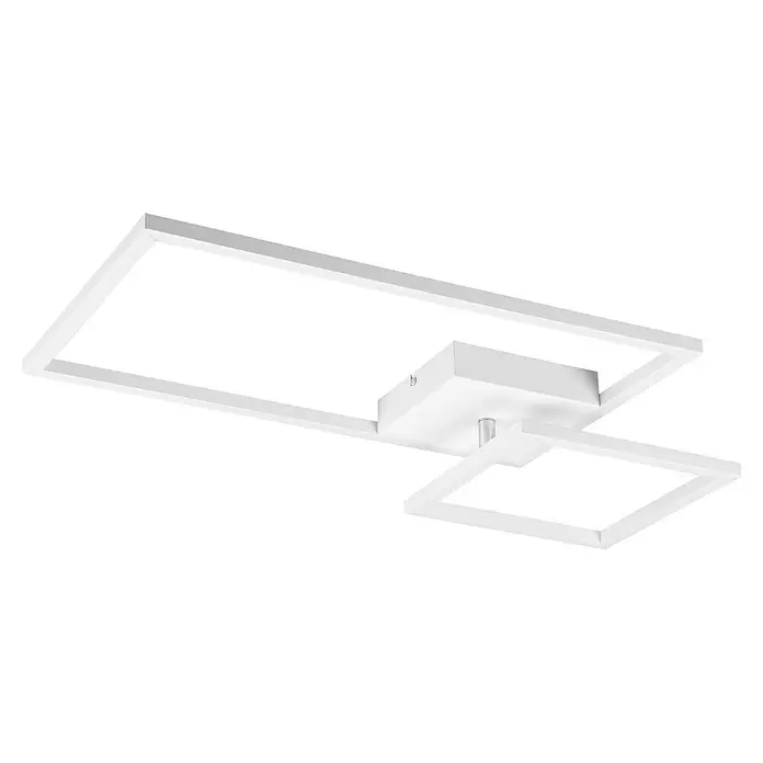 Reality Leuchten LED-Deckenleuchte Padella - 25 W, L x B x H: 37 x 63,5 x 7,5 cm, Weiß, Neutralweiß - Weiße moderne LED-Deckenleuchte mit zwei rechteckigen Rahmen.