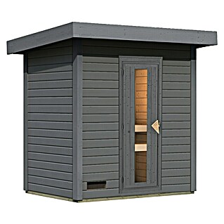 Karibu Saunahaus Hytti (Ohne Ofen, Terragrau, L x B x H: 146 x 196 x 228 cm)