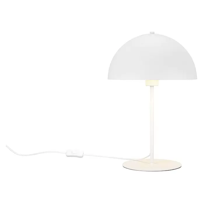 Trio Leuchten Tischleuchte rund Nola - 40 W, Ø x H: 30 x 45 cm, Weiß matt, E27 - Weiße Tischlampe mit kuppelförmigem Schirm und Schnurschalter.