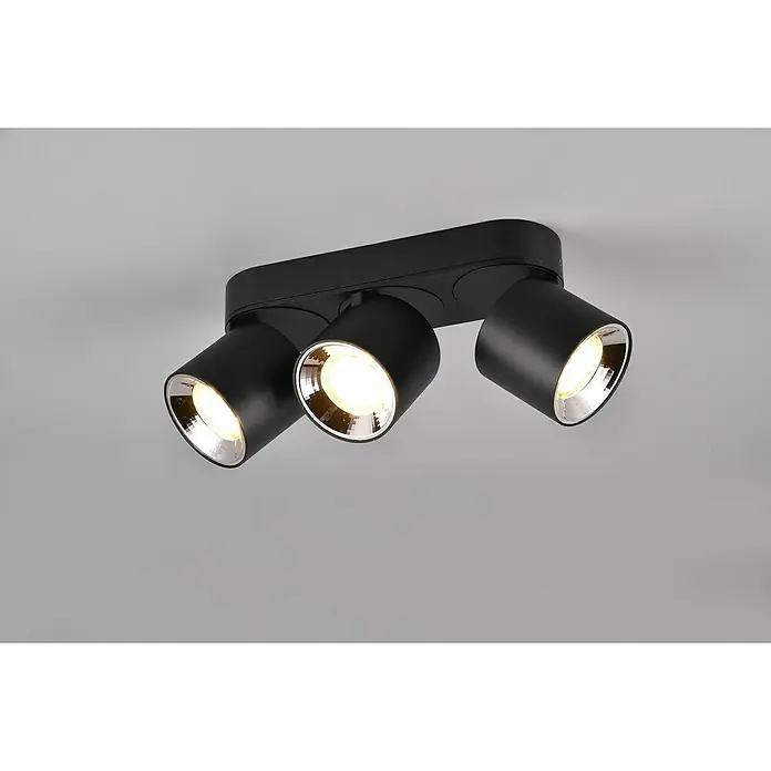 Trio Leuchten Deckenstrahler GUAYANA - 30 W, L x B x H: 12 x 27,3 x 8,7 cm, Schwarz, GU10, Anzahl Leuchtmittel: 3 Stk. - Die Deckenleuchte mit drei Strahlern in Schwarz sorgt für eine moderne und flexible Beleuchtung im Raum. Praktisch und stilvoll.