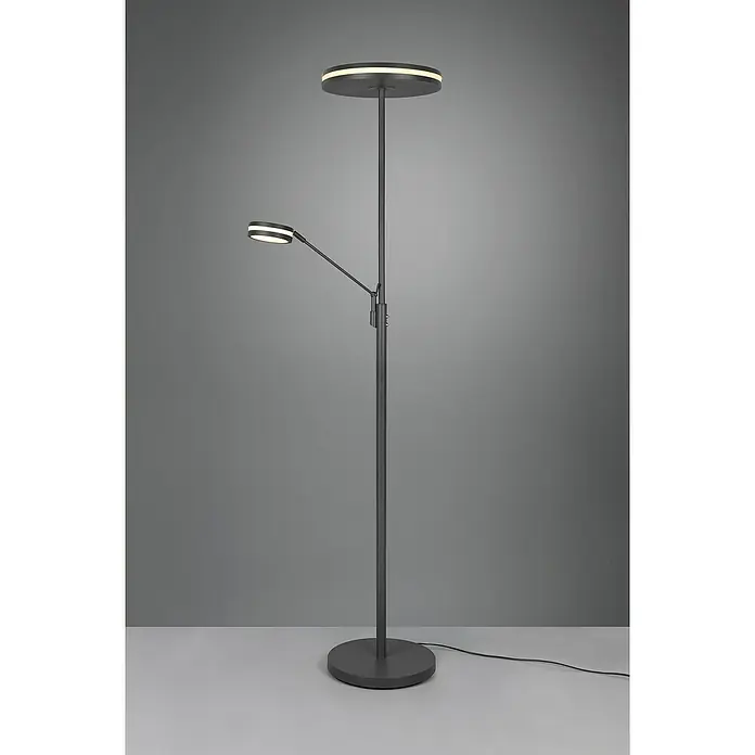 Trio Leuchten Franklin LED-Stehleuchte - 35 W, Höhe: 181 cm, Anthrazit, Mehrfarbig - Elegante Stehleuchte mit zwei runden LED-Leuchten in modernem Design. Die Lampe ist ideal für Wohnzimmer und Schlafzimmer.
