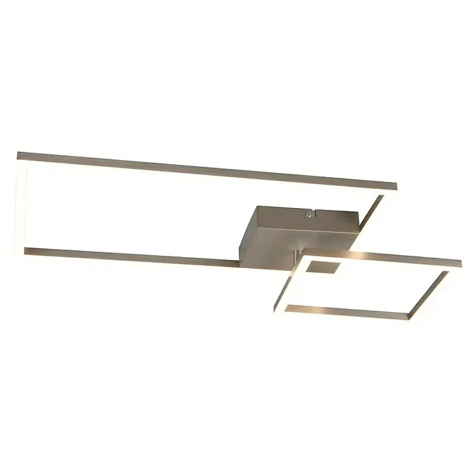Reality Leuchten LED-Deckenleuchte Padella - 25 W, L x B x H: 37 x 63,5 x 7,5 cm, Nickel, Neutralweiß - Moderne LED-Deckenleuchte mit rechteckigem Design und heller Beleuchtung für stilvolle Innenräume.