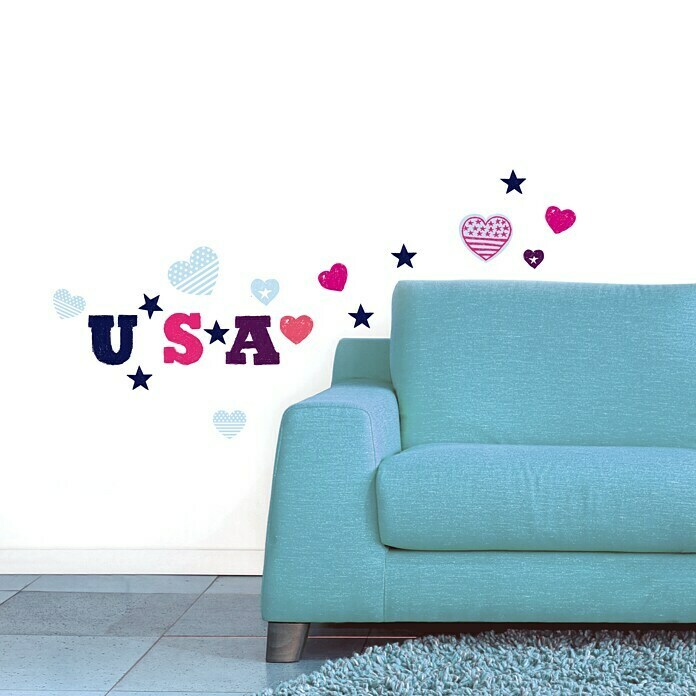 Vinilo de pared (USA Love, 24 x 68 cm)