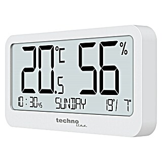 Technoline Digitales Thermo-Hygrometer mit Uhrzeitanzeige WS9455 (Batteriebetrieben, Weiß, 107 x 55 x 13 mm)