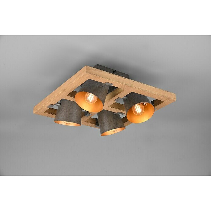 Trio Leuchten Bell Deckenleuchte (100 W, L x B x H: 39 x 9 x 19,8 cm, Nickel-antik/Holz, E14) | BAUHAUS