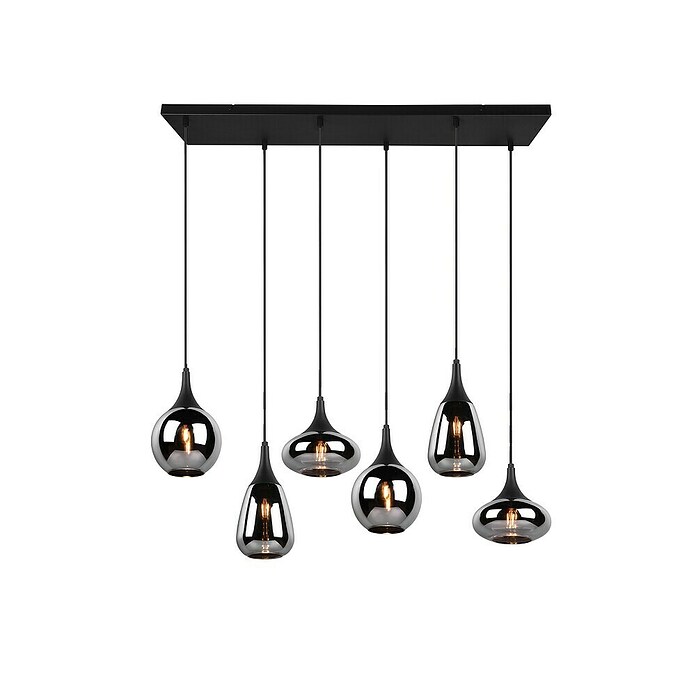 Trio Leuchten Lumina Pendelleuchte (6 Stk., 240 W, L x B x H: 34,5 x 93,8 x 150 cm, Chrom, Schwarz, E14) | BAUHAUS