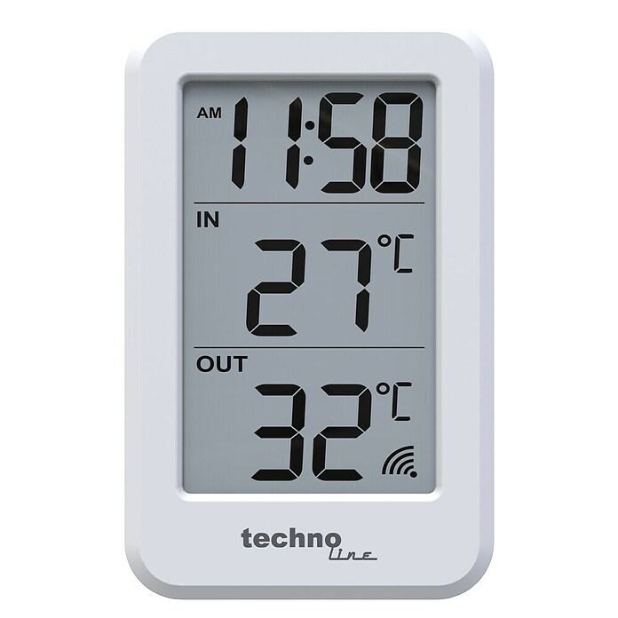 Technoline Thermometer mit Uhrzeit WS 9172 (Digitales Display, Maße Inneneinheit: 70 x 11 x 22 mm, Maße Außeneinheit: 39 x 97 x 25 mm) | BAUHAUS