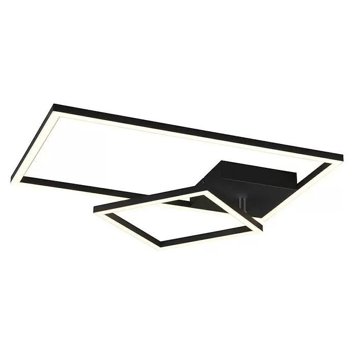 Reality Leuchten LED-Deckenleuchte Padella - 25 W, L x B x H: 37 x 63,5 x 7,5 cm, Schwarz, Neutralweiß - Moderne schwarze LED-Deckenleuchte mit geometrischem Quadrat-Design.