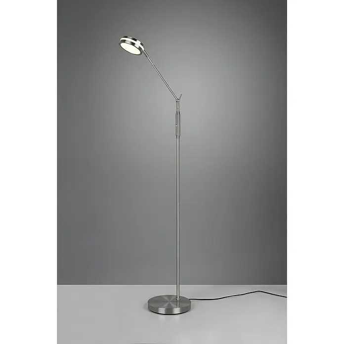 Trio Leuchten Franklin LED-Stehleuchte - 6 W, Höhe: 133 cm, Nickel, Mehrfarbig - Stehleuchte mit rundem Lampenkopf aus Metall und einem verstellbaren Arm für flexible Beleuchtung.