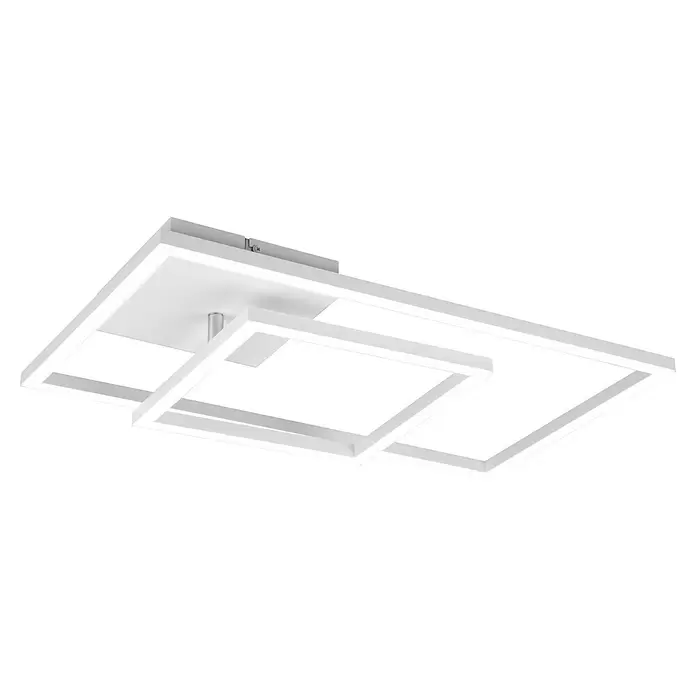Reality Leuchten LED-Deckenleuchte Padella - 25 W, L x B x H: 37 x 63,5 x 7,5 cm, Weiß, Neutralweiß - Moderne weiße rechteckige LED-Deckenleuchte mit überlappenden beleuchteten Rahmen.