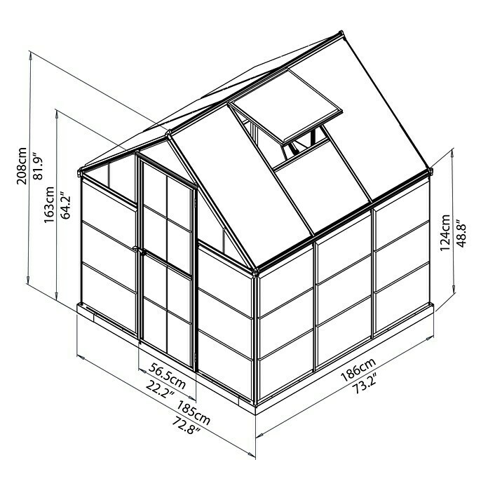 Palram – Canopia Gewächshaus Hybrid1,86 x 1,85 x 2,08 m, Polycarbonat, Glasstärke Seitenwände: 0,75 mm, Grün Detail Shot