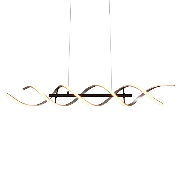 Trio Leuchten Sequence LED-Pendelleuchte - 45 W, L x B x H: 16 x 104,5 x 150 cm, Aluminium gebürstet/Schwarz, Mehrfarbig - Elegante LED-Pendelleuchte mit geschwungenem Design und warmer Beleuchtung, ideal für moderne Wohnräume.
